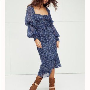 NWT Free People Glow Up Blue Midi Dress